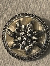 50s West Germany STARBURST Scarf Ring Hinge Collar Clip Gold Silver Tone Ornate