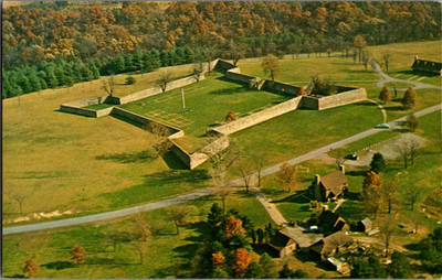Vtg Postcard Aerial View of Old Fort Frederick, Hancock MD,  Postmarked 1963