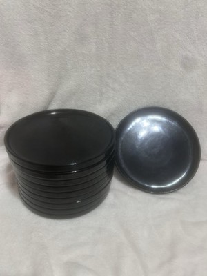 Trend Pacific Bauhaus Black Stoneware Set of 10 Round Salad Plates 7.5''