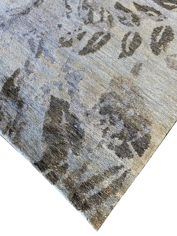 6x9 Contemporary Handmade Tibbet Rug Wool and Silk blend #F-6628 - Image 3 of 4