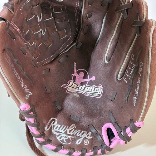 Rawlings FP110 11" Fastpitch Softball Glove RHT Brown Pink Leather Youth Kids