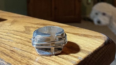 beefy pinkie ring, size 8, .925 sterling silver, .799 troy ounces lost wax cast
