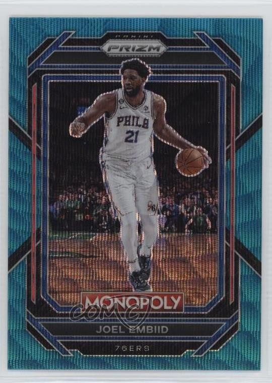 2022-23 Panini Prizm Monopoly Teal Wave Prizm Joel Embiid #67 14ma