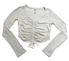 ALO Yoga Ribbed Cinch Cropped Long Sleeve in White