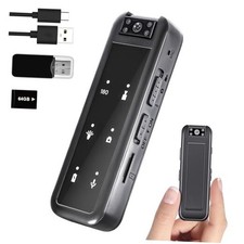 64GB Mini Body Camera,1080P Wearable Patrol Video Recording Camcorder with IR