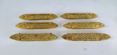 Vintage Drawer Pulls Lot of 6 Brass Filigree Detailed Architectural Salvage 6.25