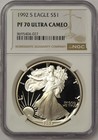 1992 S $1 Proof Silver Eagle NGC PF70 UCAM Brown Label — photo 1