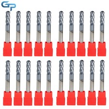 1/4" 20 Pack 4 Flute Ball Nose Carbide End Mill 3/4" Cut Length -Tialn Coated