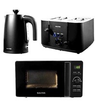 Black Rapid Boil 1.7L Kettle 4-Slice Toaster & Digital Microwave Kitchen Set