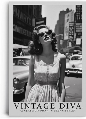 Leinwandbild Vintage Diva   Stilvolle Schwarz-Weiß-Fotografie einer