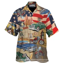 Amazing Vintage Muscle Car On Route 66 Hawaiian Shirt