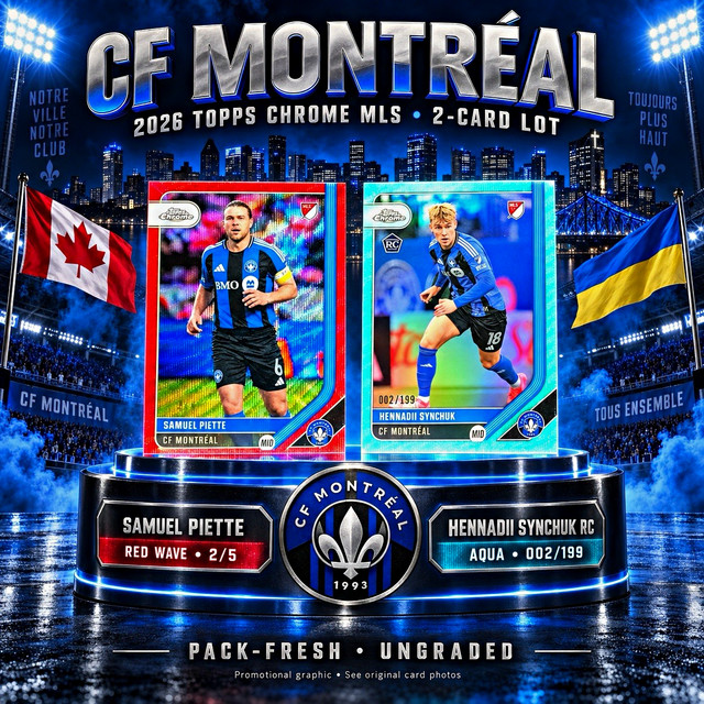🔥 2026 Topps Chrome MLS CF Montreal SAMUEL PIETTE RED 2/5 & SYNCHUK 02/299RC 🔥