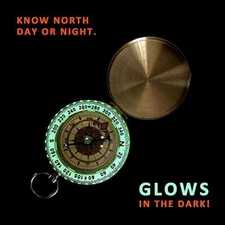 High Sensitivity Copper Hiking Retro Flip Compass Waterproof Glowing Compass