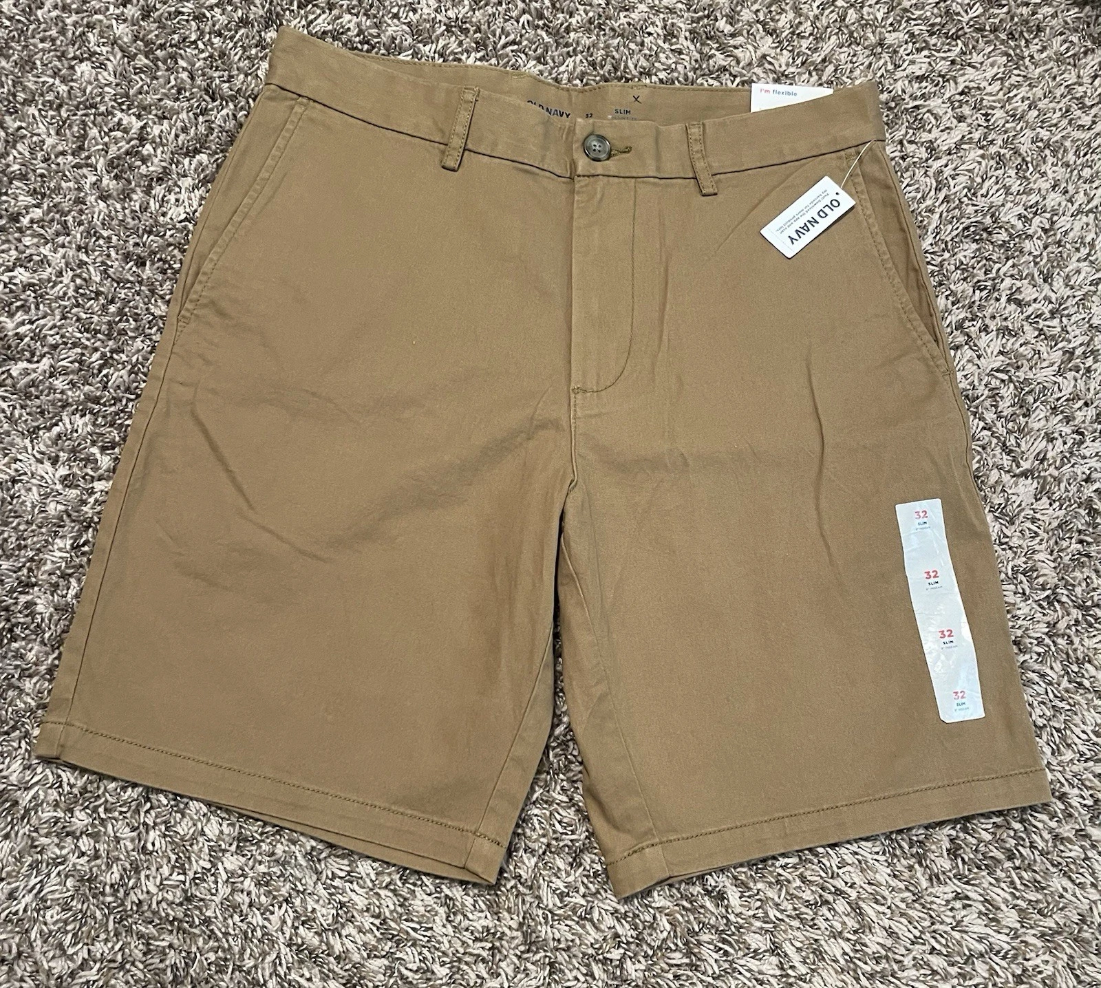 Old Navy Shorts Mens 32x9 Brown Slim, New