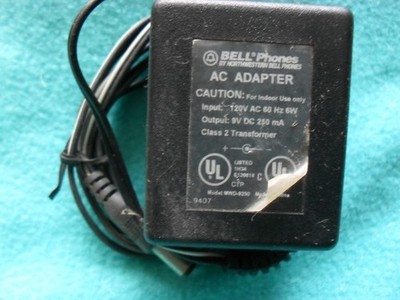 Bell Phones  AC Adaptor Output 9VDC 250 mA Power Supply Charger Adapter