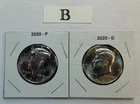 2020 P & D UNC Clad Kennedy Half Dollar Set in CB Flips -Free Shipping - B2