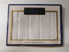 Box of 5 Alexander Julian Colours Cotton White Handkerchiefs