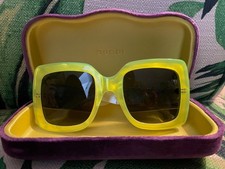 Authentic Gucci Neon Yellow and White Acetate Sunglasses GG0083S