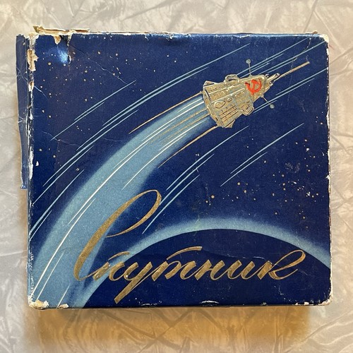 1950s Sputnik USSR Soviet Union Russian Satellite Space Atomic Age Cigarette Box