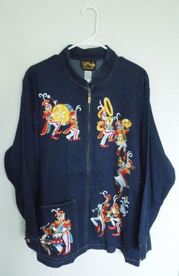 Bob Mackie 2x Full Zip Denim Jacket Marching Band Parade Wearable Art NWT