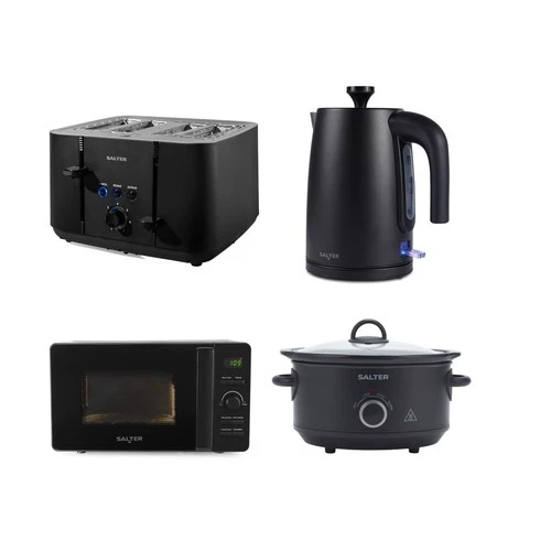 Salter Kuro Kitchen Appliance Set - 1.7L Kettle, 4-Slice Toaster, 20L Microwave