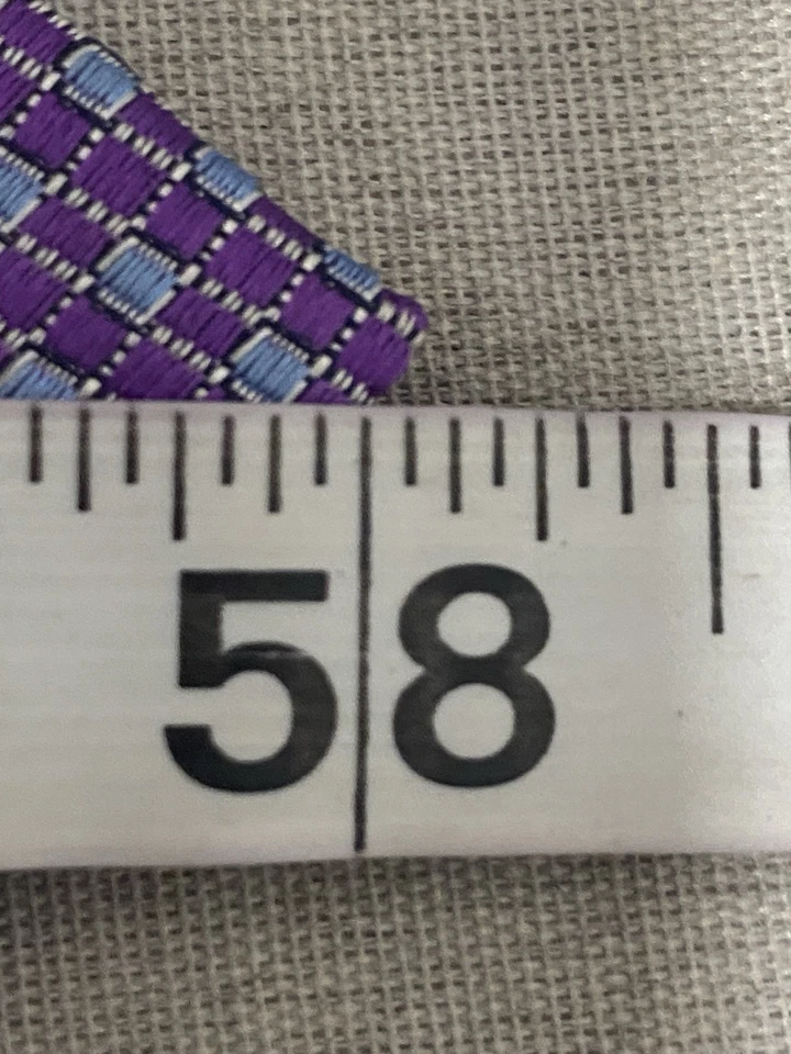 Nordstrom’s Men's Shop 100% Silk Neck Tie Purple Geometric 58.1/4" x 3.1/4"' - Image 2 of 4