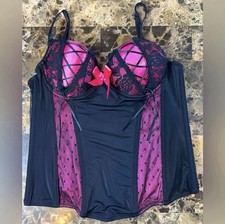 Nature Intimates Women's Black And Pink With Adjustable Straps Corset Size 34A