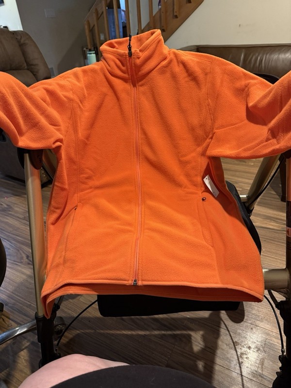 Lot of two orange fleece zip up jacket with pockets women’s size medium