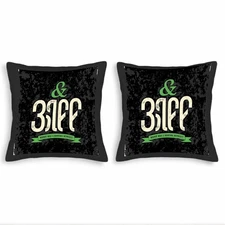 Set of 2 Vintage Distressed Throw Pillow Covers 18x18in - Bold ' & 3FF ' Design 