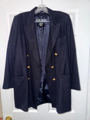 Escada by Margaretha Blazer Women's 38 Navy Wool Blend Double-Breasted Vintage