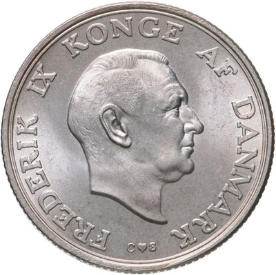 Denmark | 2 Kroner Coin | Frederik IX | Margrethe | KM:845 | 1958