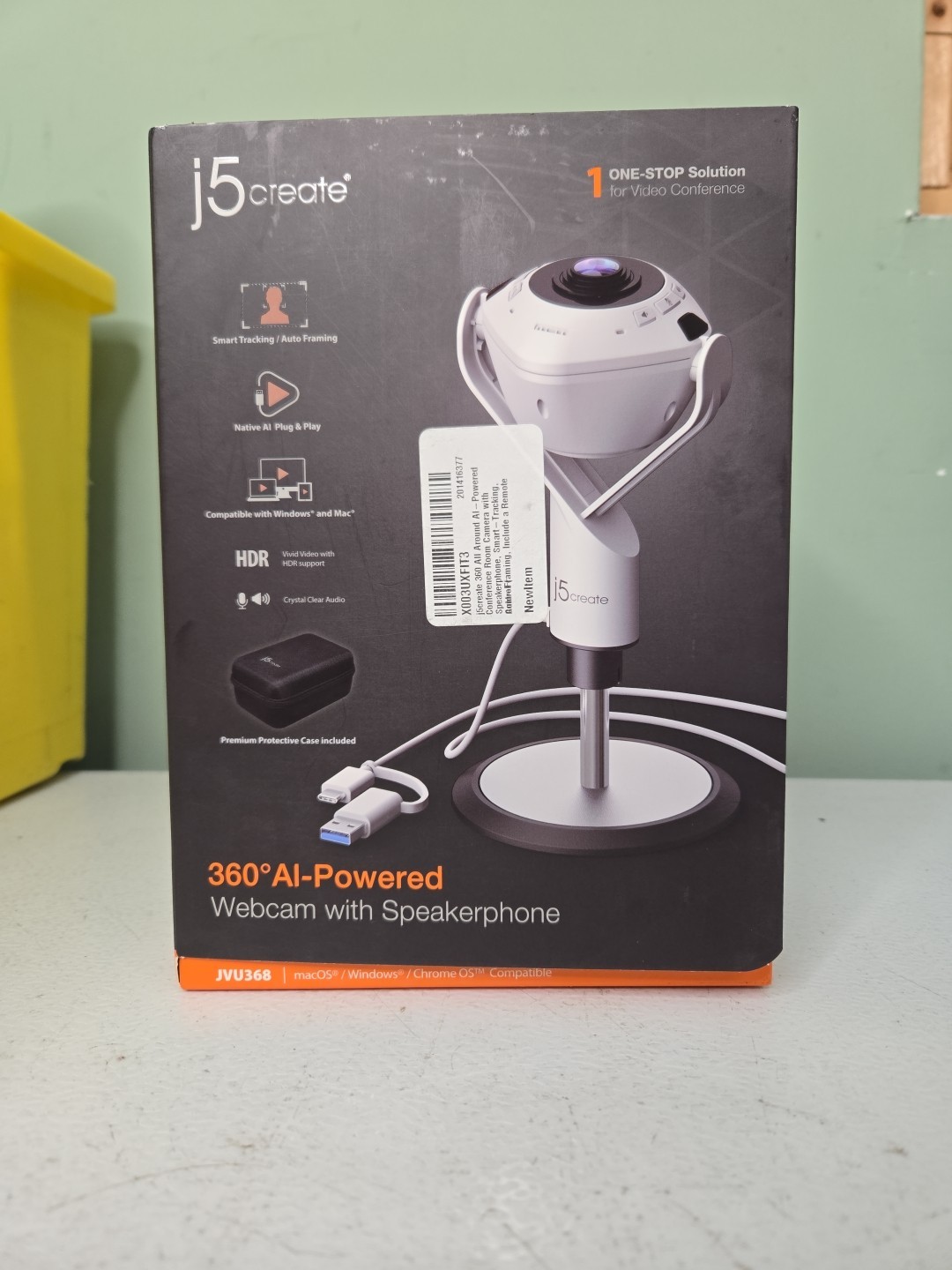 J5Create JVU368 360 Degree AI Powered Conference Camera With Speakerphone