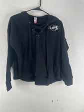no boundaries black hoodie m 7-9 love logo with laceup front