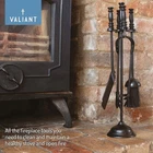 Valiant Fireside Companion Set | Includes Tongs, Shovel, Poker, Brush & Stand