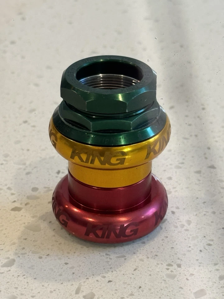 Chris King Gripnut Roscado Externo Copa Auriculares 1" Bicicleta de Carretera MTB “RASTA” Foto 2 de 4