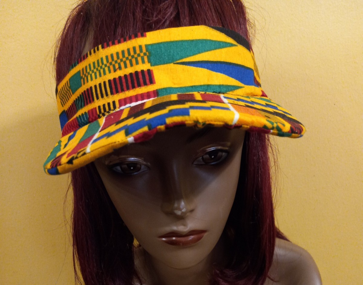 NEW HANDMADE UNISEX AFRICAN PRINT SUN VISOR ADJUSTABLE 22 