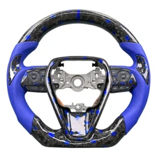 Blue Flake Forged Carbon Fiber Steering Wheel For Toyota Camry Corolla 2018-2023