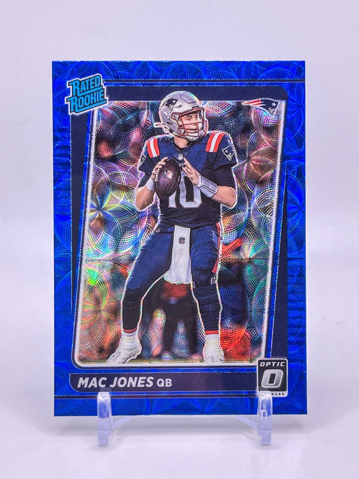 2021 Donruss Optic Blue Scope Prizm SP Mac Jones RC #206 Patriots
