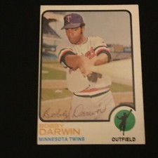 Autographed 1973 Topps Bobby Darwin. TOUGH