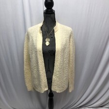 LeRoy Knitwear Cream Open Front Cardigan Womens Size Large Sweater Vintage 80s