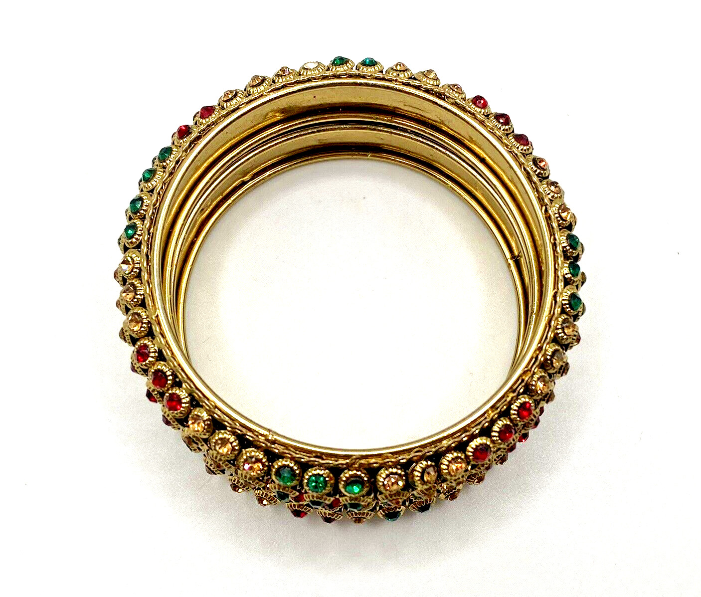 Vintage Statement Bangle Bracelet Set Multicolore… - image 11