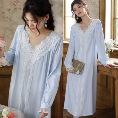 cute long sleeping dress YeJammarp Womens Fuzzy Nightgown Cute Ruffle Long Sleeve Sleep Dress Doll Collar Vintage Long Loungewear Dresses Gray, L, Women's, Size: Large