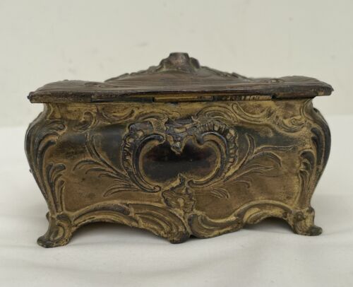 Antique Vintage French Brass Trinket Box Jewellery Casket - Foto 3 di 8