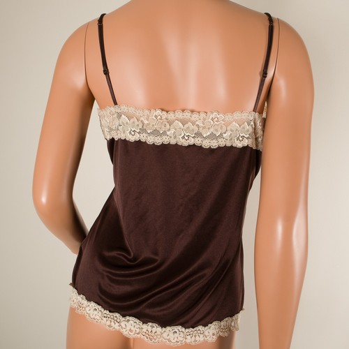 💖 WORTHINGTON großes Cami Tank Top dunkelbraun Regal BH verstellbare Träger Spitze - Bild 6 von 10