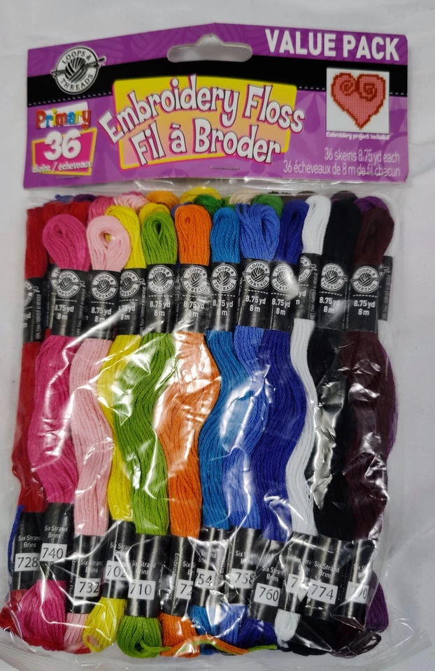 LOT OF 2 NIP LOOPS & THREADS EMBROIDERY FLOSS 8.75 YARDS 36 SKEINS PRIMARY - Image 2 of 3