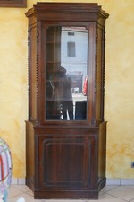 Antica vetrina scantonata Carlo X in mogano primo '800 cristalliera libreria
