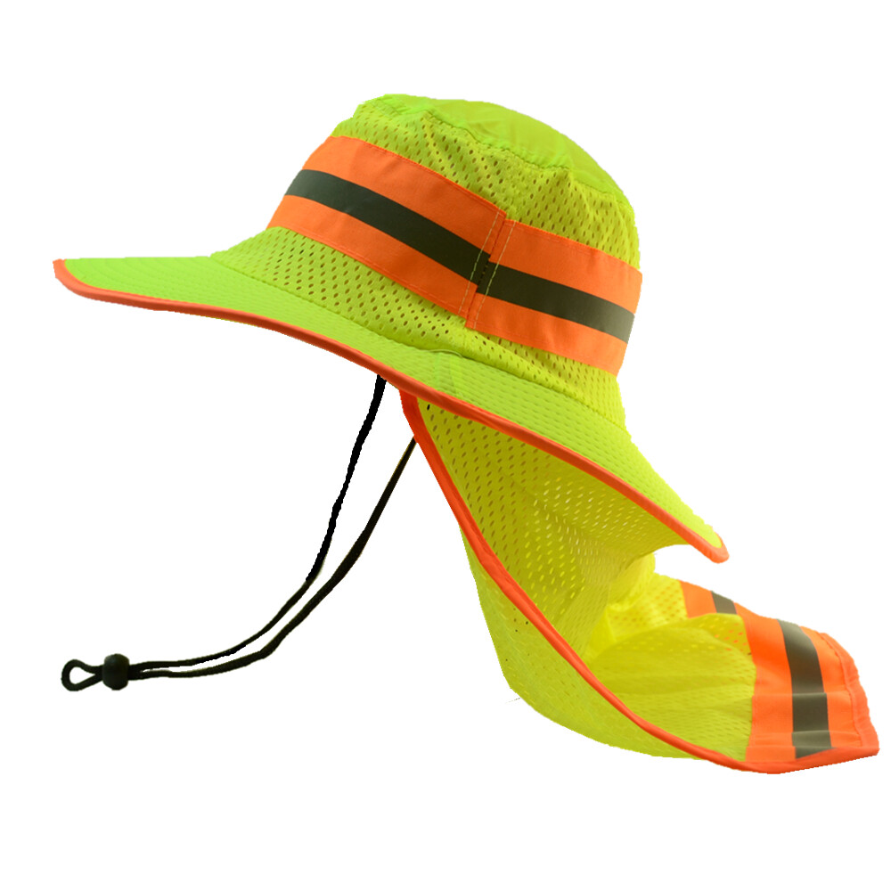 2Pcs Hi Vis Reflective Tape Safety Neck Flap Boonie Hat Neon Green