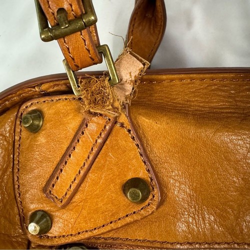 Joelle Hawkens camelbraun Leder Medium Satchel Handtasche Reißverschluss Boho - Bild 8 von 12