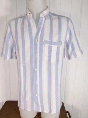 VINTAGE Chemise blanc rayé bleu clair GUY LAROCHE T.3 M 39/40 MADE in FRANCE - Photo 1/4