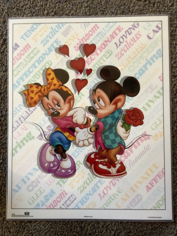 Walt Disney Mickey & Minnie Mouse In Love  Sweethearts Poster 28”x22”